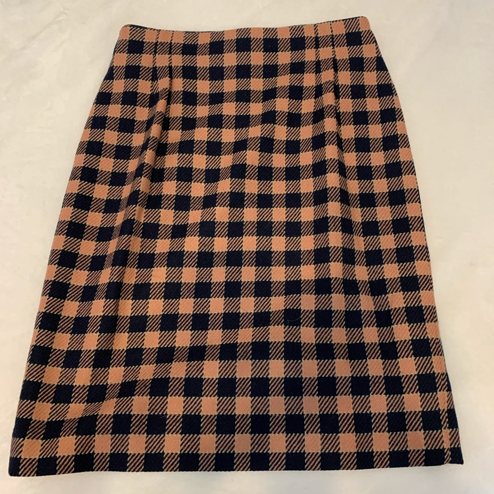Jones New York Women’s Plaid Wool Skirt Blue and Pink Schoolgirl